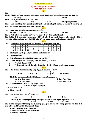 Bộ đề ôn học kì II môn Toán 7 - Năm học 2019-2020 - Phạm Phúc Đinh
